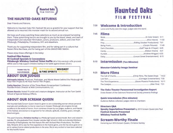Haunted Oaks Film Festival Program (inside)